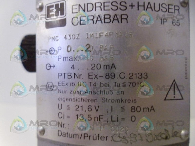 ENDRESS+HAUSER PMC430Z1M1F4P3A1S PRESSURE TRANSMITTER  NSNP