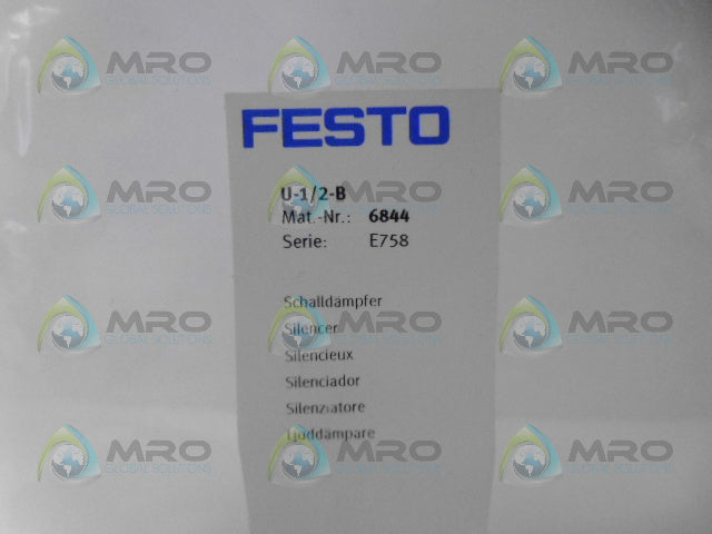 FESTO U-1/2-B 6844 SILENCER FILTER *NEW IN FACTORY BAG*