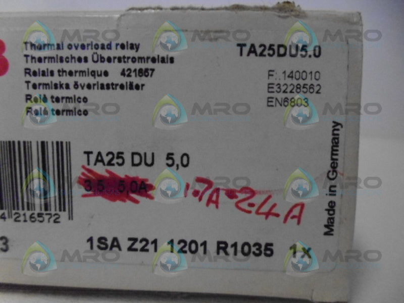 ABB TA25DU5.0 OVERLOAD RELAY *NEW IN BOX*