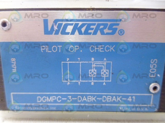 VICKERS DGMPC-3-DABK-DBAK-41 PILOT OPERATED CHECK VALVE *NEW NO BOX*