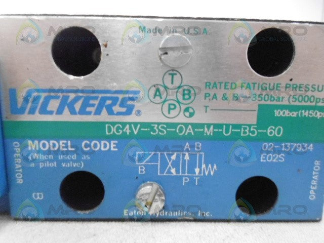 VICKERS DG4V-3S-OA-M-U-B5-60 DIRECTIONAL VALVE *NEW NO BOX*