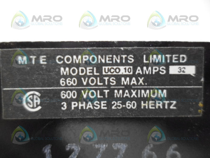 MTE UCO.10 CONTACTOR RELAY/MOTOR STARTER *USED*