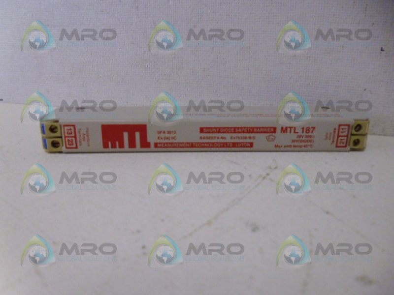 MEASUREMENT TECHNOLOGIES MTL187 SHUNT DIODE SAFETY BARRIER NSNP