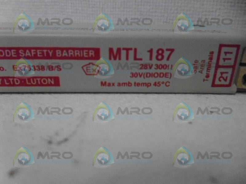 MEASUREMENT TECHNOLOGIES MTL187 SHUNT DIODE SAFETY BARRIER NSNP