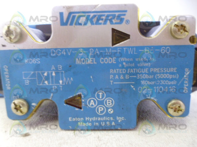 VICKERS DG4V-3-2A-M-FTWL-B6-60 HYDRAULIC VALVE *NEW NO BOX*