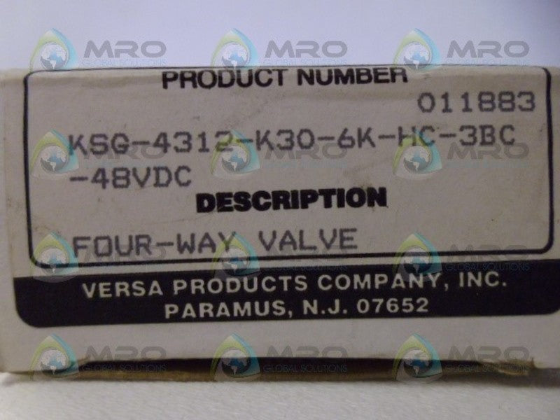 VERSA KSG-4312-K30-6K-HC-3BC-48VDC 4-WAY VALVE *NEW IN BOX*