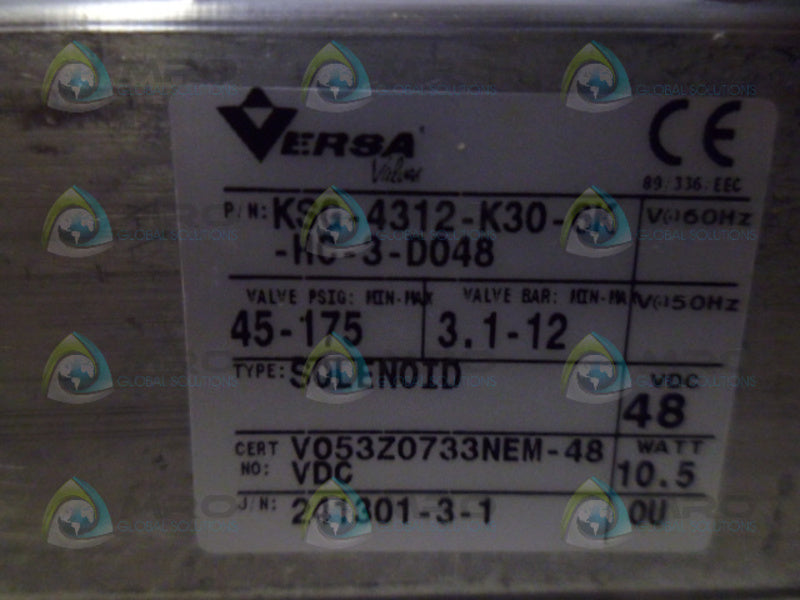 VERSA KSG-4312-K30-6K-HC-3-D048 4-WAY VALVE *NEW IN BOX*