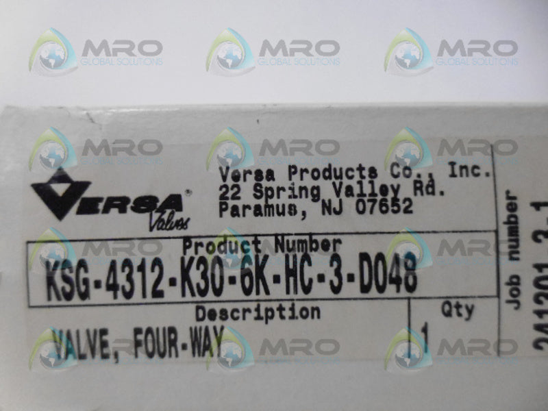 VERSA KSG-4312-K30-6K-HC-3-D048 4-WAY VALVE *NEW IN BOX*