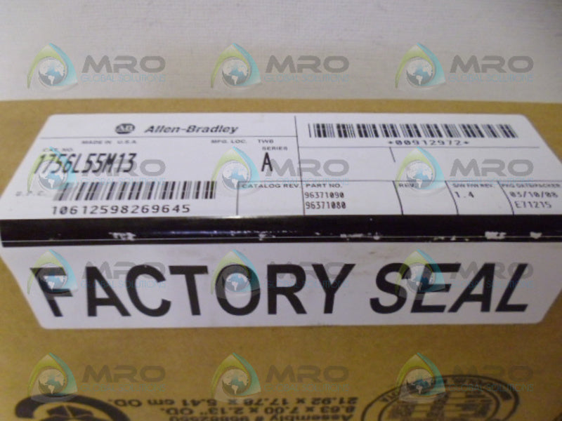 ALLEN BRADLEY 1756-L55M13 PROCESSOR SER. A F/W 1.4 DATE:2008 * FACTORY SEALED *
