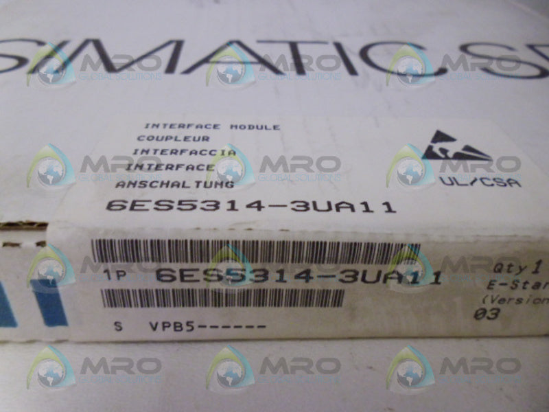 SIEMENS SIMATIC S5  6ES5314-3UA11 * FACTORY SEALED *