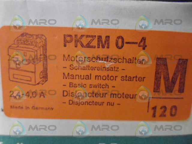 KLOCKNER MOELLER PKZM0-4 MANUAL MOTOR STARTER *NEW IN BOX*