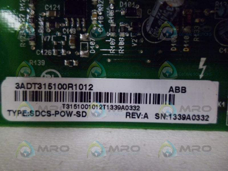 ABB 3ADT315100R1012 POWER SUPPLY *USED*