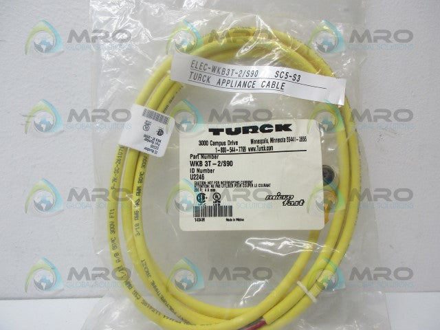 TURCK WKB3T-2/S90 CORDSET *NEW IN FACTORY BAG*