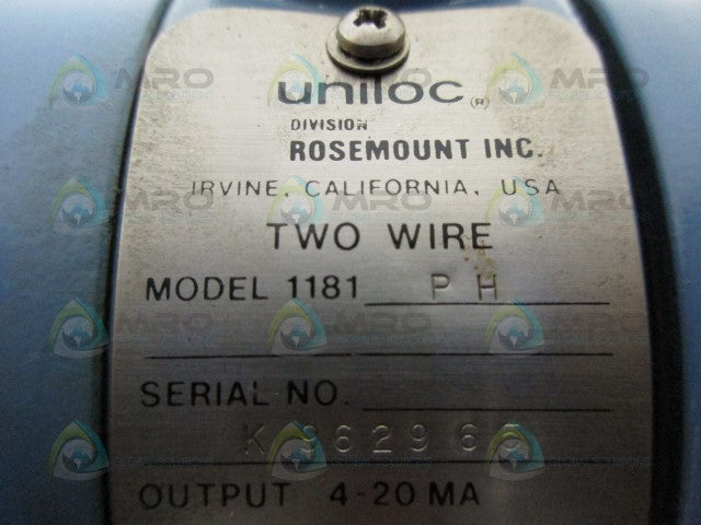 ROSEMOUNT UNILOC 1181PH TRANSMITTER *USED*