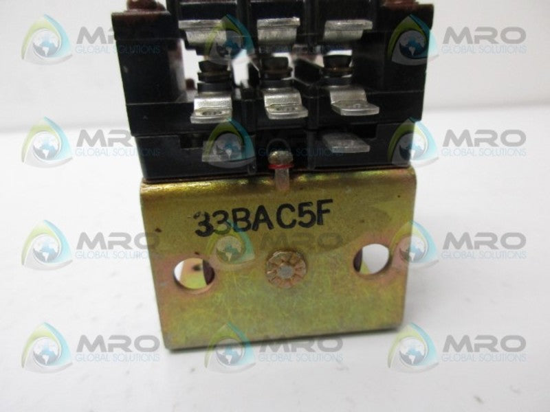 INDUSTRIAL MRO 33BAC5F COIL RELAY *USED*