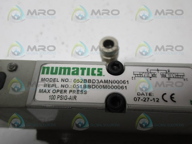NUMATICS 052BBD3AMN00061 DOUBLE PNEUMATIC SOLENOID VALVE *USED*