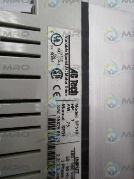 AC TECH SF510 VARIABLE SPEED AC MOTOR DRIVE (AS PICTURED) *USED*