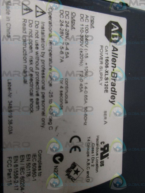 ALLEN BRADLEY 1606-XLS120E POWER SUPPLY *NEW NO BOX*
