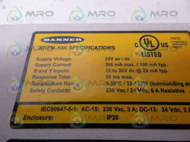 BANNER ENGINEERING AT-FM-10K TWO HAND CONTROL MODULE *USED*