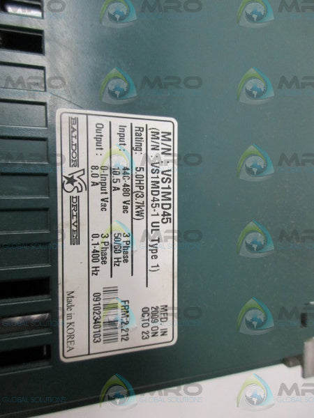 BALDOR DRIVES VS1MD45 INVERT DRIVE *USED*