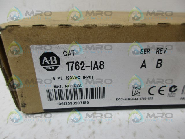 ALLEN BRADLEY MICROLOGIX 1200 1762-IA8 SER. A INPUT DATE: 2013 *FACTORY SEALED*