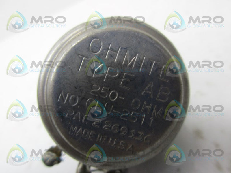 OHMITE AB 250-OHMS POTENTIOMETER UNMP