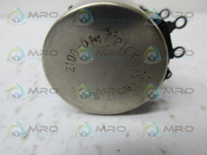 INDUSTRIAL MRO 2100-0147P10KR250 POTENTIOMETER *USED*