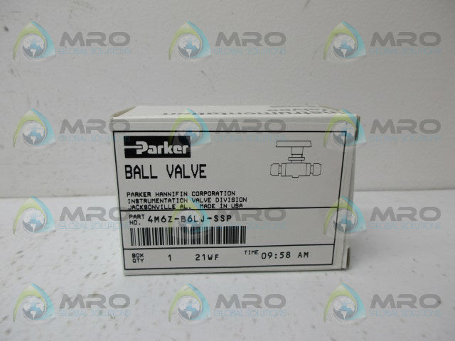PARKER 4M6Z-B6LJ-SSP BALL VALVE *NEW IN BOX*