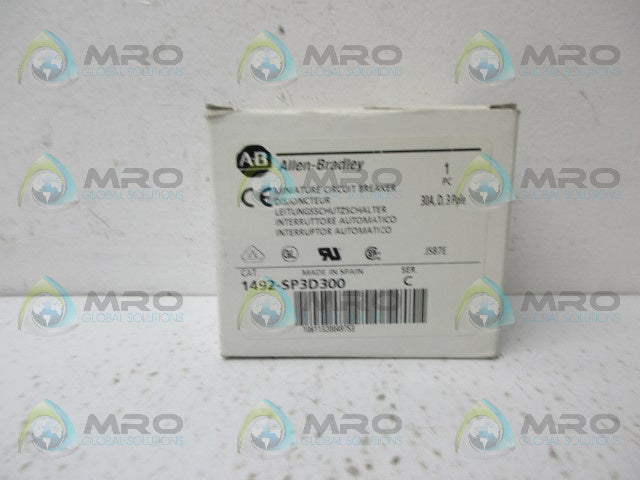ALLEN BRADLEY 1492-SP3D300 SER C MINATURE CIRCUIT BREAKER *NEW IN BOX*
