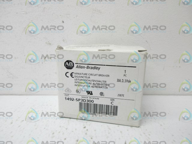 ALLEN BRADLEY 1492-SP3D300 SER C MINIATURE CIRCUIT BREAKER *NEW IN BOX*