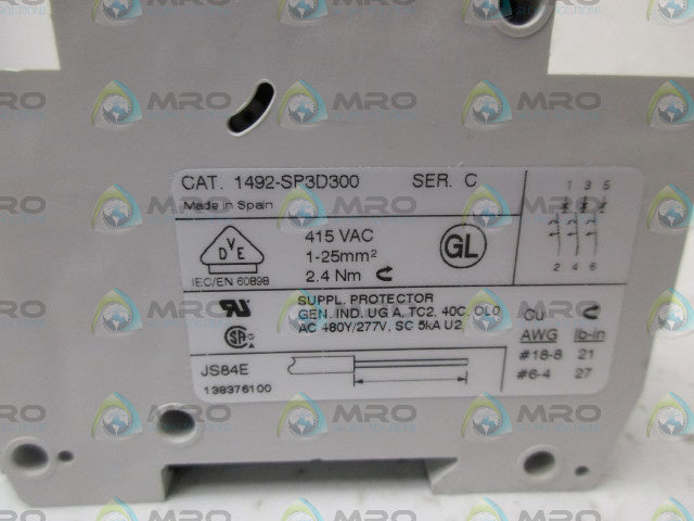 ALLEN BRADLEY 1492-SP3D300 SER C MINIATURE CIRCUIT BREAKER *NEW IN BOX*