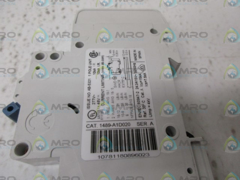 ALLEN BRADLEY 1489-A1D020 SER.A CIRCUIT BREAKER *NEW NO BOX*