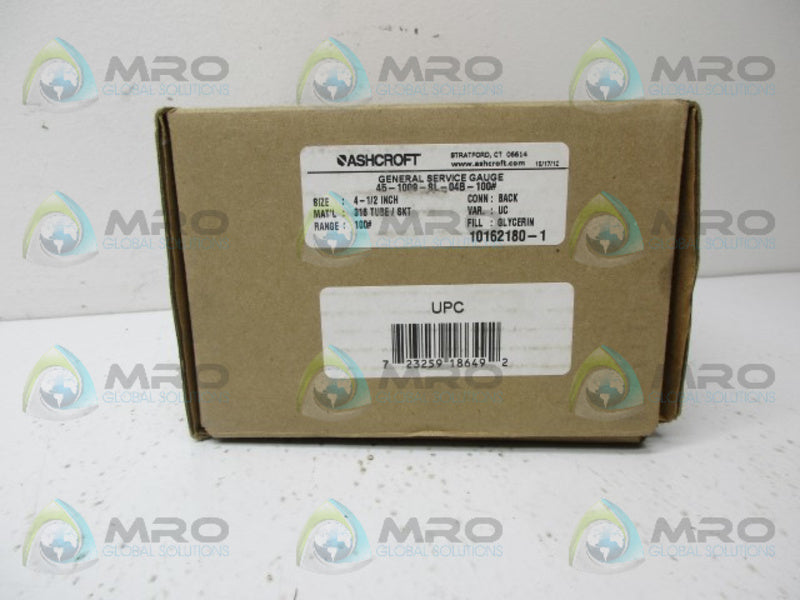 ASHCROFT 45-1009-SL-04B-100# GENERAL SERVICE GAUGE *NEW IN BOX*
