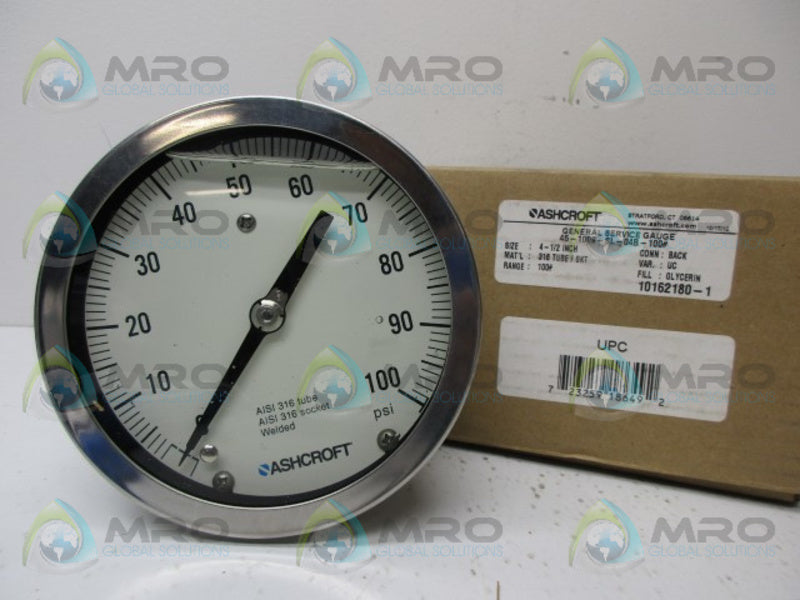 ASHCROFT 45-1009-SL-04B-100# GENERAL SERVICE GAUGE *NEW IN BOX*