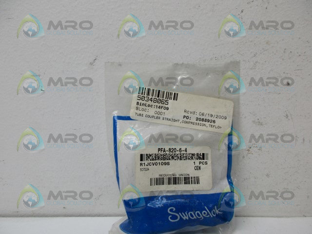 SWAGELOK PFA-820-6-4 TUBE REDUCING UNION *NEW IN FACTORY BAG*