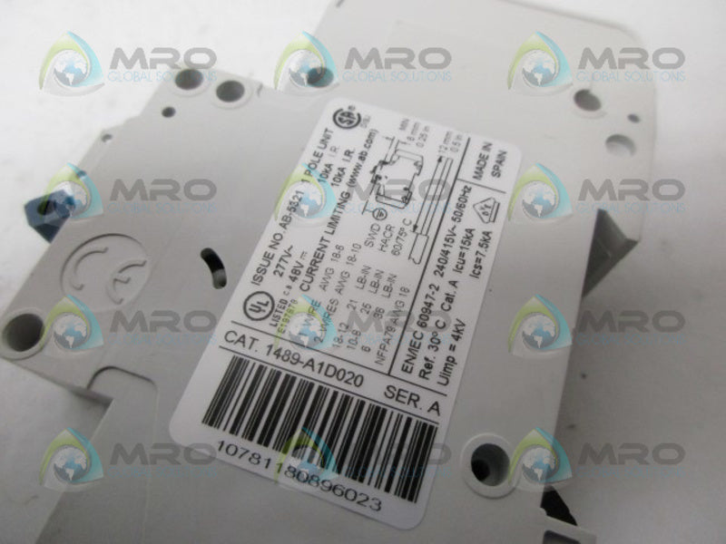 ALLEN BRADLEY 1489-A1D020 SER.A CIRCUIT BREAKER *NEW NO BOX*