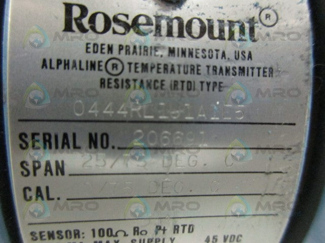 ROSEMOUNT 044RL161A1E5 TEMPERATURE TRANSMITTER W/79-324-2 *USED*