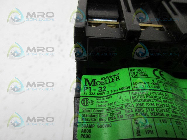 MOELLER P1-32 CIRCUIT INTERRUPTER DISCONNECT SWITCH *NEW IN BOX*