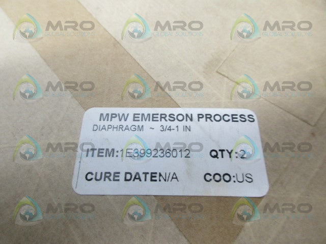 MPW EMERSON PROCESS 1E399236012 DIAPHRAGM *FACTORY SEALED*
