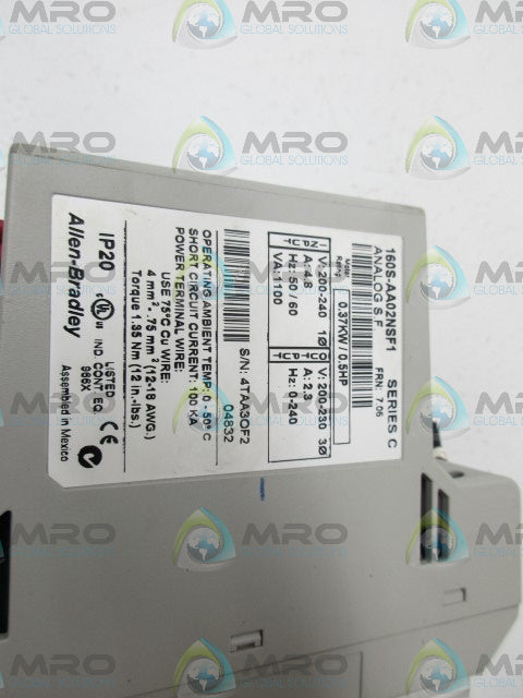 ALLEN BRADLEY 160S-AA02NSF1 SER.C FRN.7.06 AC DRIVE *USED*