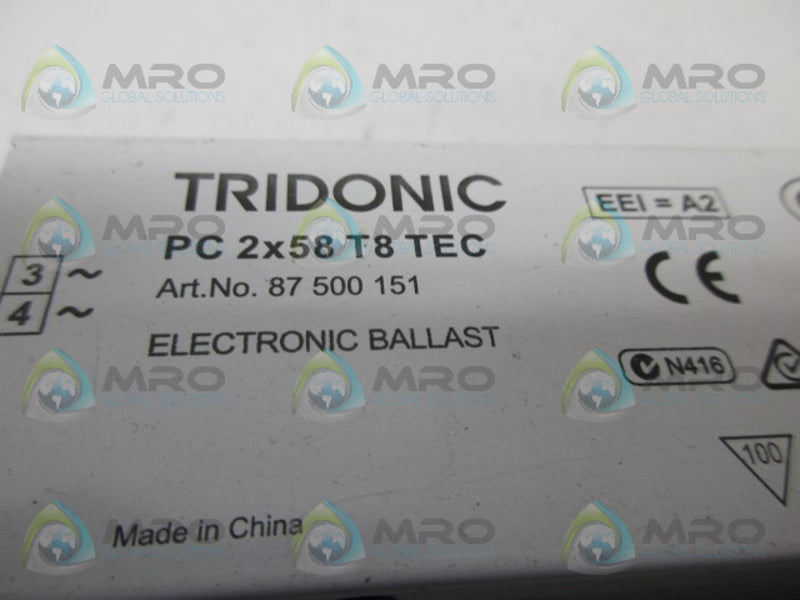 TRIDONIC PC2X58T8TEC ELECTRIC BALLAST *NEW NO BOX*