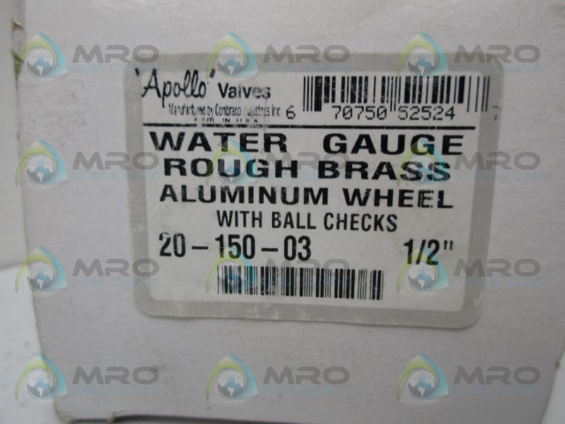 APOLLO VALVES 20-150-03 1/2" WATER GAUGE *NEW IN BOX*