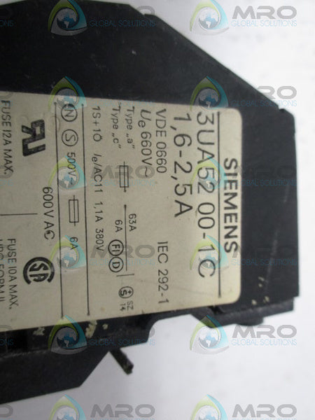 SIEMENS 3UA5200-1C OVERLOAD RELAY *NEW NO BOX*