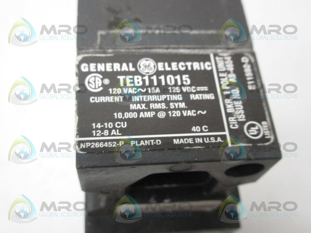 GENERAL ELECTRIC TEB111015 CIRCUIT BREAKER *NEW NO BOX*