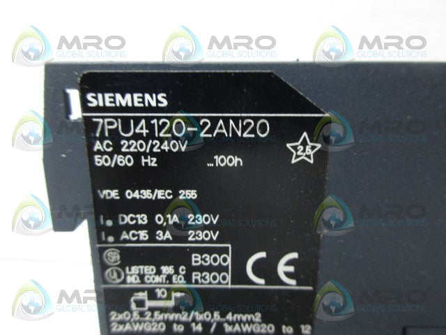 SIEMENS 7PU4120-2AN20 RELAY CONTROL *NEW IN BOX*