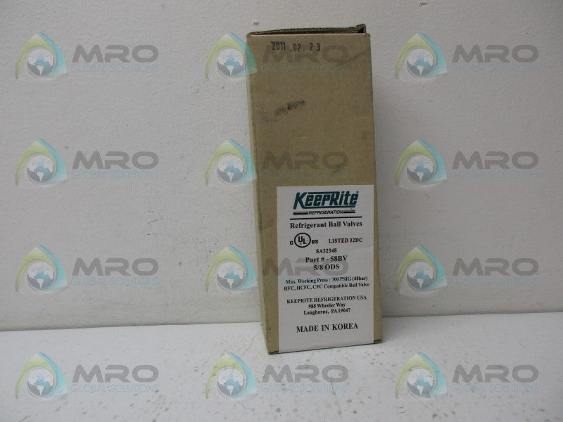 KEEPRITE 58BV REFRIGERANT BALL VALVE *NEW IN BOX*