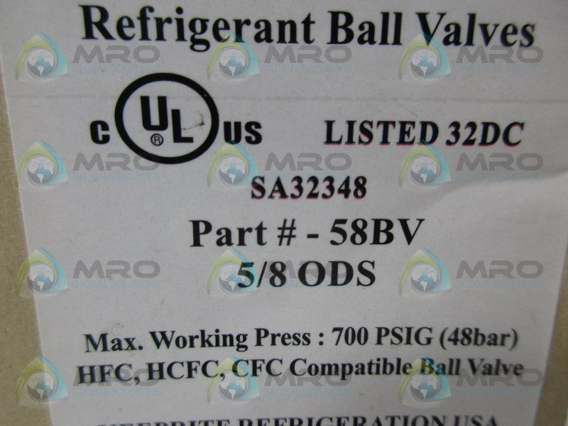 KEEPRITE 58BV REFRIGERANT BALL VALVE *NEW IN BOX*