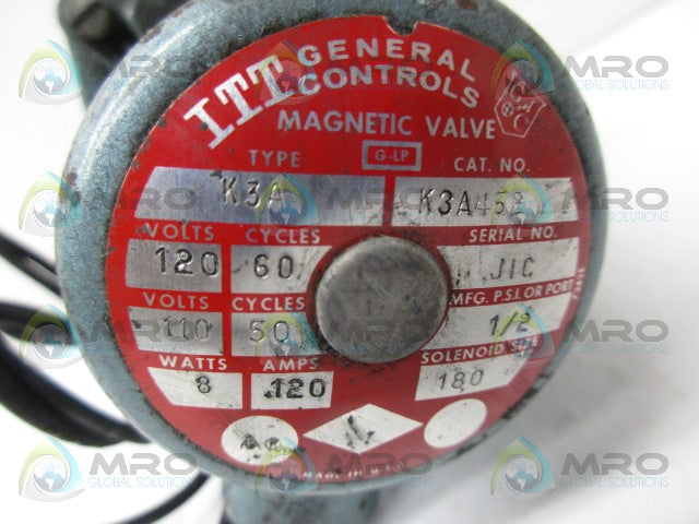 ITT K3A452 GAS SOLENOID VALVE *USED*