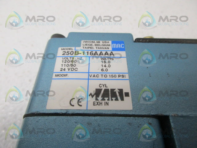MAC 250B-116AAAA SOLENOID VALVE COIL *USED*