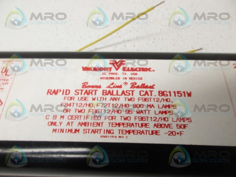 VALMOUNT ELECTRIC 8G1151W RAPID START BALLAST NSMP
